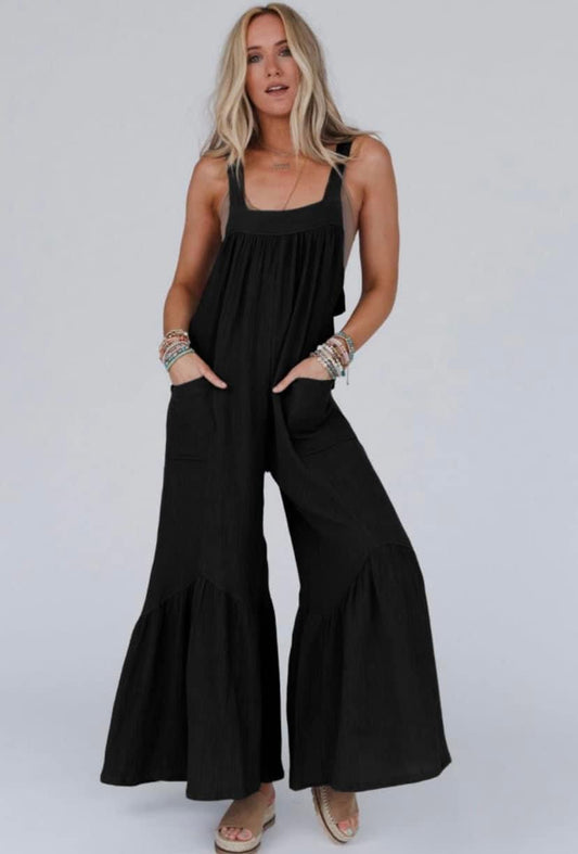 Flare Leg Romper~Black
