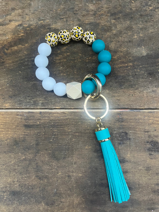Teal Leopard Keychain