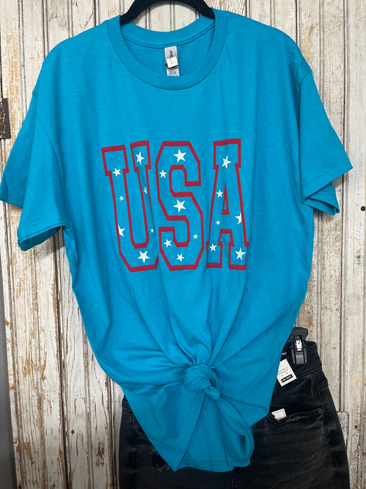USA Glitter Star Tee