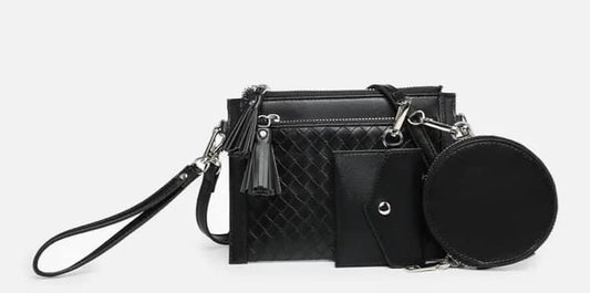 Woven Double Zip Crossbody with Pouch