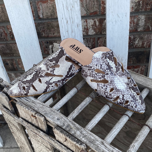 Snakeskin Mules